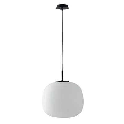 Lampadario a sospensione moderno in vetro opale bianco, lampadina E27, 120x35cm