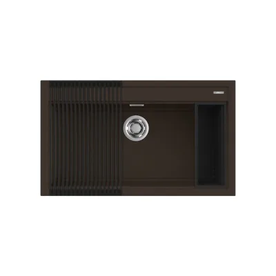 Elleci Lavello una vasca BEST 130 LGB13078 finitura composito G78 espresso da 79x51 cm