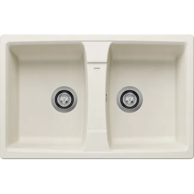 Blanco Lavello due vasche SONA 8 1557097 finitura soft white da 78x50 cm - Sopratop