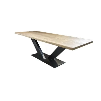 TavoloBello Tavolo fisso Denver con struttura in metallo e piano in legno da 180x90 cm - Con 2 allunghe optional - VOUCHER EXTRA 19% NEL CARRELLO