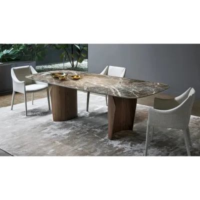 Bonaldo Tavolo fisso Flame Wood con struttura in metallo e piano in ceramica da 300x120 cm