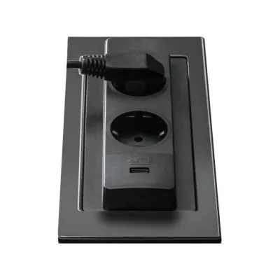Barazza Portaprese da top basculante da incasso 1PPBN con coperchio nero da 22.5 cm