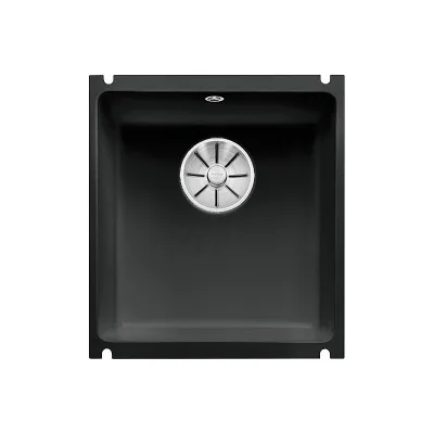 Blanco Lavello una vasca SUBLINE 375-U 1516044 in ceramica nero da 41.4x45.6 cm - Sottotop