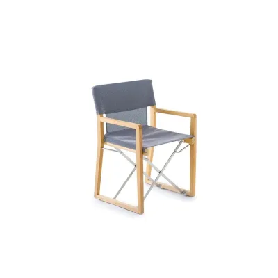 Unopiù Poltroncina pieghevole COSETTE con struttura in teak e telo in tessuto brown - IN PROMOZIONE FINO AL 6/07