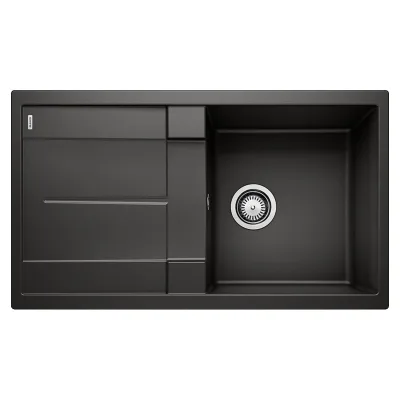 Blanco Lavello una vasca con gocciolatoio METRA 5 S 1525919 finitura nero da 86x50 cm - Sopratop