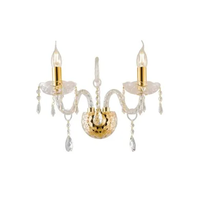 Applique luxury oro in vetro e cristallo, 2 luci E14, 40x34cm
