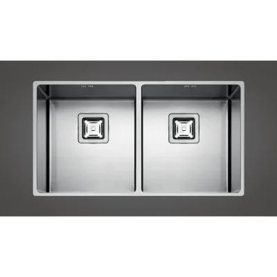Fulgor Lavello sottotop a due vasche P2B 8343 QU finitura acciaio inox da 83.3x42.8 cm