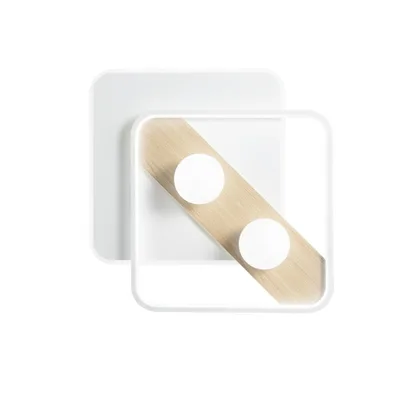 Plafoniera moderna bianca doppio quadrato in ferro, sfere in acrilico, 1 LED 40W, CCT, 40x50cm