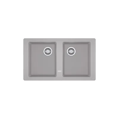 PRONTA CONSEGNA - Franke: Lavello due vasche Boston BFG 620 114.0276.151 finitura fragranite alluminio da 86x50 cm