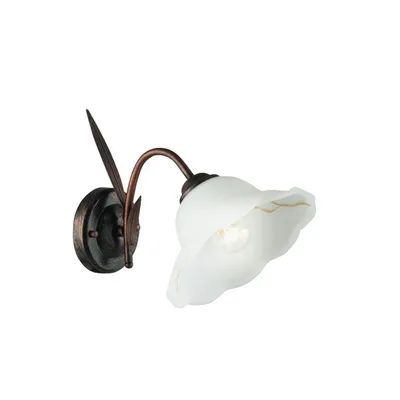 Applique classico in metallo ruggine e diffusore in vetro bianco, 1 luce E27, 20x29cm