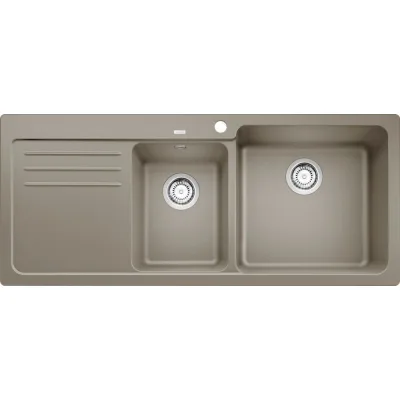 Blanco Lavello una vasca con gocciolatoio sx NAYA 8 S 1525785 finitura tartufo da 116x50 cm - Sopratop