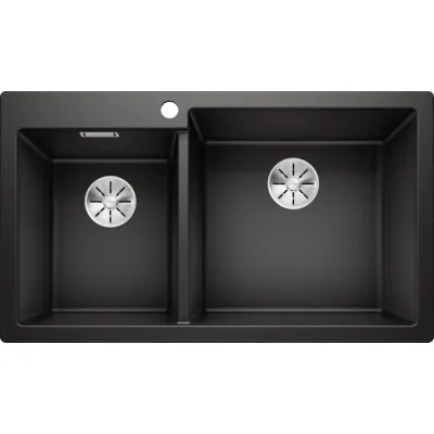 Blanco Lavello due vasche PLEON 9 1525958 finitura nero da 86x50 cm - Sopratop