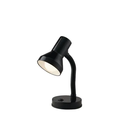 Lampada da tavolo nera in metallo, braccio flessibile, 1 luce E27, 14.5x34.5cm