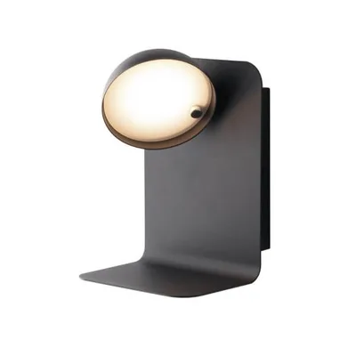 Applique moderna nera con diffusore orientabile, 1 LED da 5W, entrata USB 2A, 14x19cm