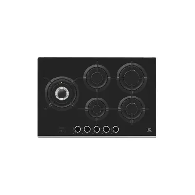 Master Kitchen Piano cottura a gas GMK 755LTC T SP BK in cristallo temperato nero da 75 cm