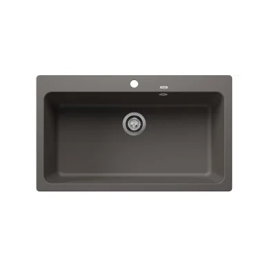 PRONTA CONSEGNA - Blanco | Lavello una vasca NAYA XL 9 1527316 finitura grigio vulcano da 86x51 cm - Sopratop