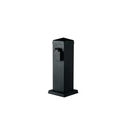 Torretta energetica da esterni grigia in acciaio, 2 prese max 15A 250V 2500W, 12x30cm