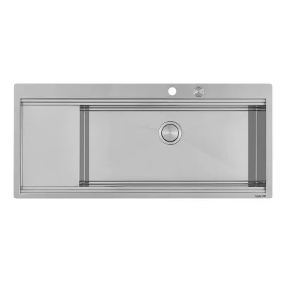 Foster Lavello una vasca con gocciolatoio a sinistra 1043 051 finitura acciaio inox da 117.5x52 cm - IN PROMOZIONE FINO AL 30/06