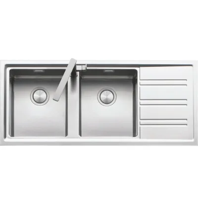Barazza Lavello due vasche con gocciolatoio dx EASY KIT 1LES12RD finitura inox satinato da 116x50 cm