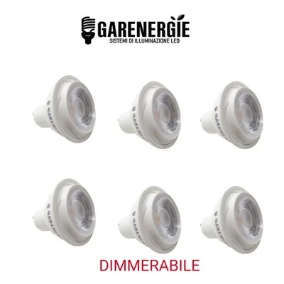 kit 6pz faretto led dimmerabile led 5w gu10 bianco caldo 3000k