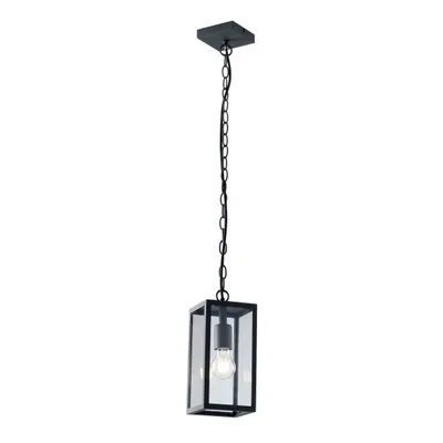 Sospensione per esterni antracite in metallo e vetro, 1 luce E27, 13x116cm