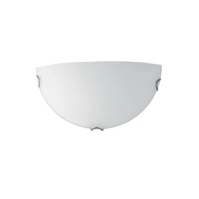 Applique in vetro bianco satinato, dettagli cromo, 1 luce E27, 30x15cm