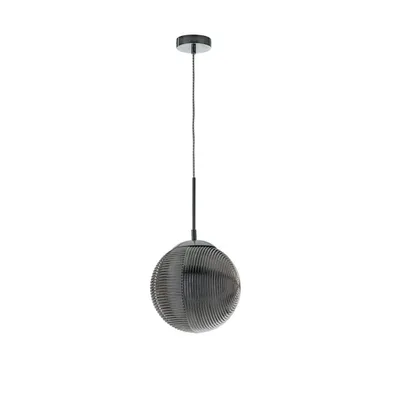 Lampadario a sospensione grigio fumè elegante in vetro, max 60W, 25x166cm