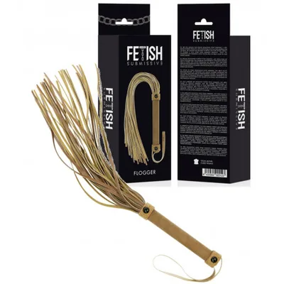 Flogger BDSM Fetish Submissive Origin pelle vegan cammello 28 cm morbido unisex