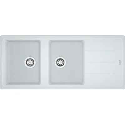 Franke: Lavello due vasche con gocciolatoio Boston BFG 621 114.0276.593 finitura fragranite bianco da 116x50 cm