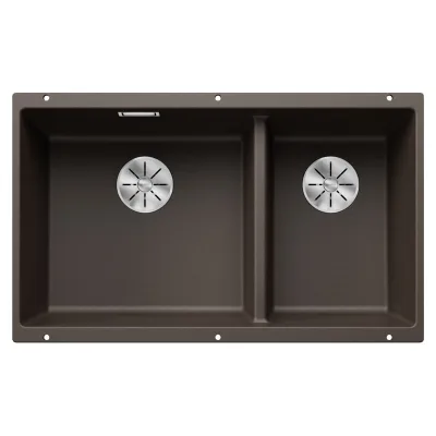 Blanco Lavello a due vasche SUBLINE 430/270-U Total Black 2523160 finitura caffè da 75x46 cm - Sottotop