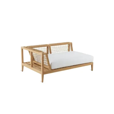 Unopiù Modulo angolo destro SYNTHESIS in teak e fibra sintetica WaProLace - Con o senza cuscino - IN PROMOZIONE FINO AL 6/07