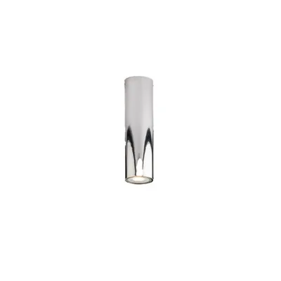Plafoniera a sospensione cilindrica in metallo cromo, lampadina GU10, 5.5x20cm