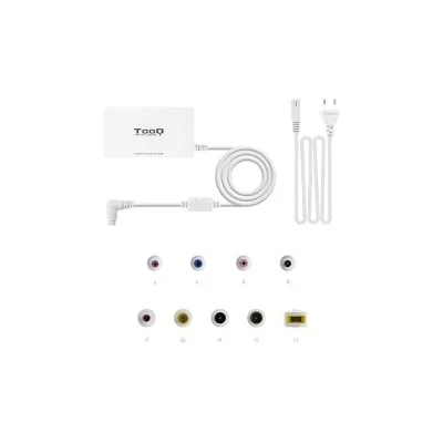 Tooq Caricatore Automatico Universale per Laptop 100W USB 9 Adattatori Voltaggio 18,5-20V Design Slim Colore Bianco