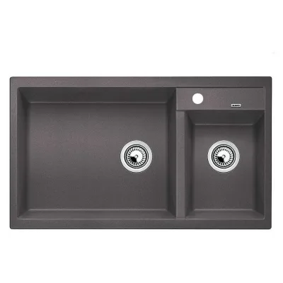Blanco | Lavello due vasche con gocciolatoio METRA 9 1518886 finitura grigio roccia da 86x50 cm - Sopratop