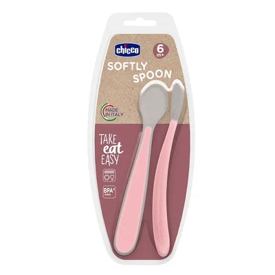 Chicco cucchiaio in silicone doppio rosa 6m+