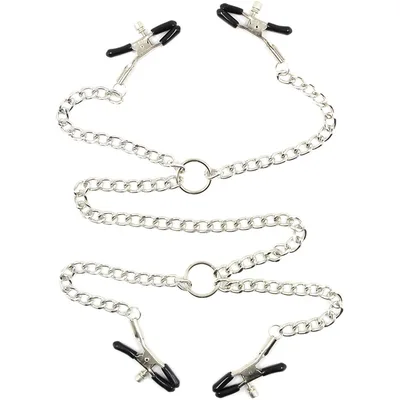OHMAMA Fetish 4 Pinze Capezzoli Regolabili con Catene Metallo D-229911