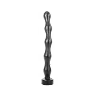 Plug anale 31 cm ondulato 3,5 cm nero PVC soft flessibile base larga sex toy