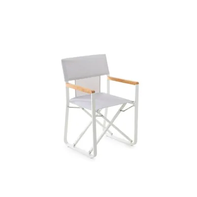 Unopiù Poltroncina pieghevole COSETTE con struttura in alluminio bianco e telo in tessuto bianco canapa - IN PROMOZIONE FINO AL 6/07
