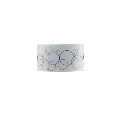Applique in vetro bianco con decoro a cerchi neri, 2 luci E27, 35x20cm