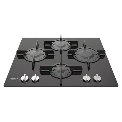 PRONTA CONSEGNA - Hotpoint Piano cottura a gas Direct Flame FTGHG 641 D/HA(BK) finitura vetro nero da 60 cm