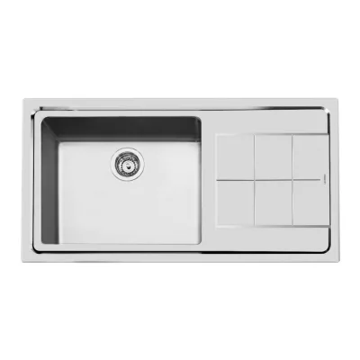 Foster Lavello una vasca con gocciolatoio a destra 2263 052 finitura acciaio inox da 98.3x51.3 cm - IN PROMOZIONE FINO AL 30/06