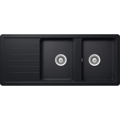 Schock Lavello due vasche con gocciolatoio TOLEDO D200 TOLD200A84 finitura nero puro da 116x50 cm