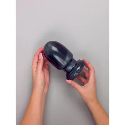 Plug anale grande 15,2 cm Ø 7,6 cm nero PVC base larga flessibile sex toy