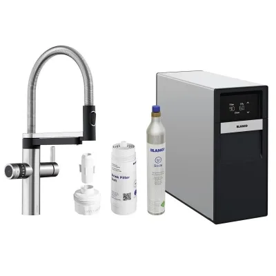 Blanco Miscelatore semi-professionale a doppio comando DRINK.SODA EVOL-S PRO 1526255 finitura PVD Steel