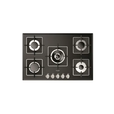 Fulgor Piano cottura a gas FCH 775 G WK BK finitura vetro nero da 77 cm