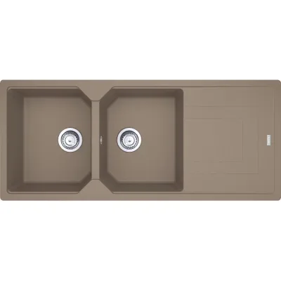 Franke: Lavello due vasche con gocciolatoio Urban Incasso UBG 621 114.0686.787 finitura fragranite oyster da 116x50 cm