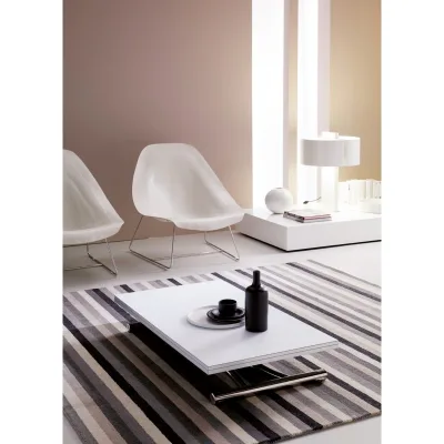 Ozzio Tavolino trasformabile Mondial CR art. T097 con struttura in metallo e piano a scelta da 115x65 cm