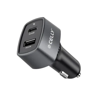 CELLY USB-C/USB-A CAR CHARGER 65W BLACK CC1USBC1USBA65W