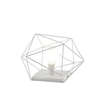 Lampada da tavolo geometrica in metallo bianco, lampadina E27, 40.5x26.5cm