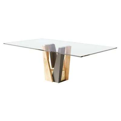 TavoloBello Tavolo fisso Kairos con struttura mista e piano in cristallo da 180x90 cm - VOUCHER EXTRA 19% NEL CARRELLO